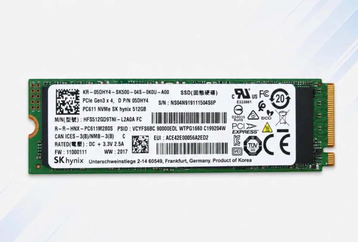 하이닉스 m.2 NVMe SSD 512gb