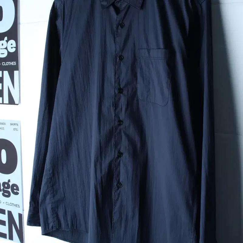 (L-XL) 어나더오피스 셔츠 남방 네이비 무지 폴리-H36203