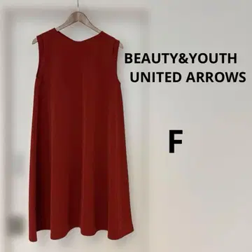 UNITED ARROWS 원피스 슬리브리스 무릎 기장 빨간색 크림슨 컬러
