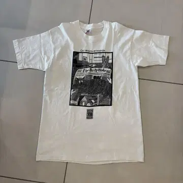 90s STUART KATT 아트 프린트 T셔츠 고양이 빈티지