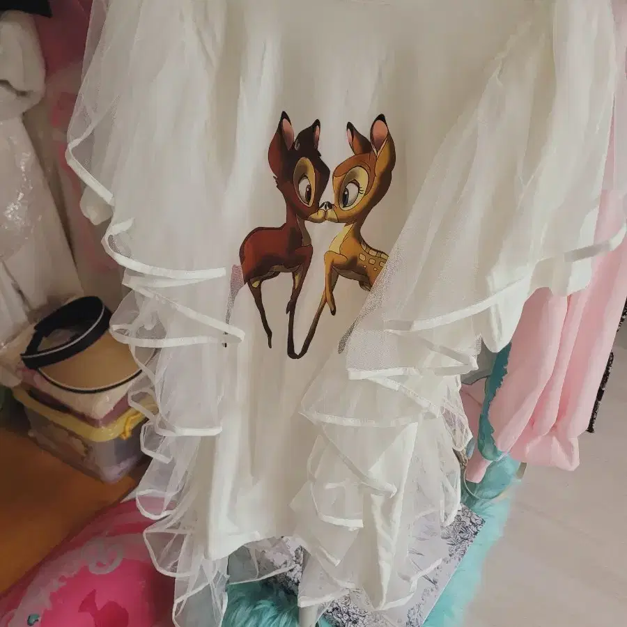 수입 밤비프릴티셔츠 화이트
