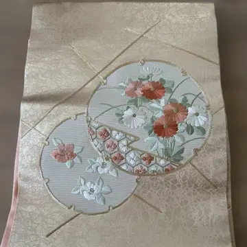 나고야 오비 금지 국화 문양 자수 일본 정통의상 소품