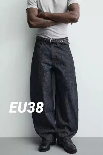 ZARA 벌룬 핏 데님 팬츠 38 새상품 인디고 리지드