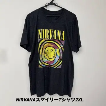 대인기! NIRVANA 스마일 로고 T셔츠 블랙 2XL