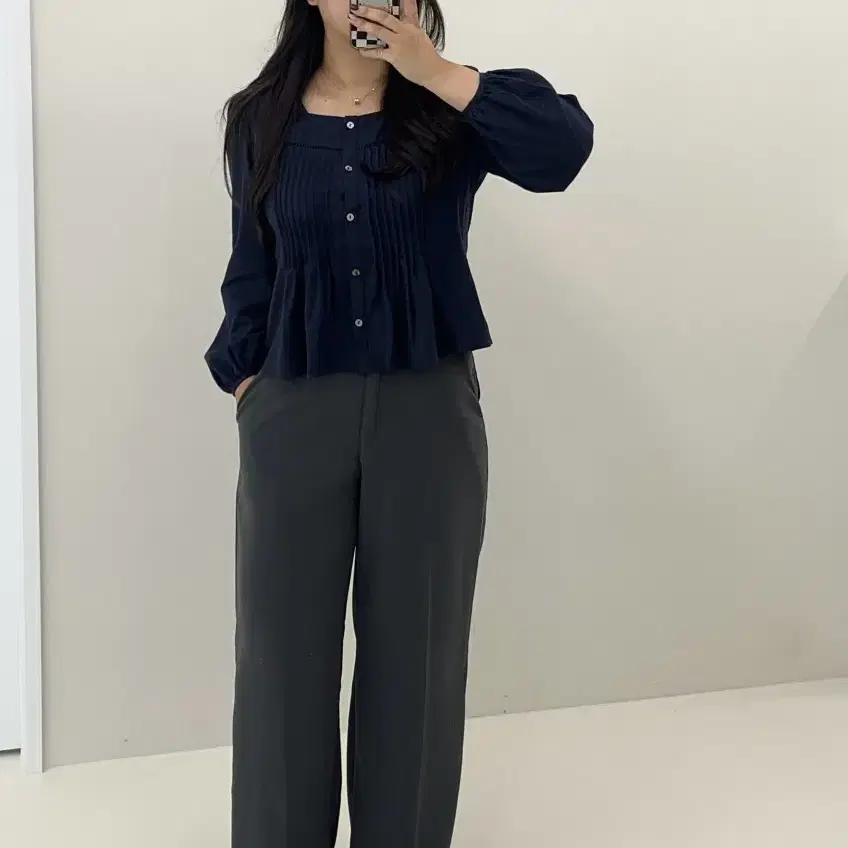 하티66 일자 와이드 슬랙스 차콜 (XL)