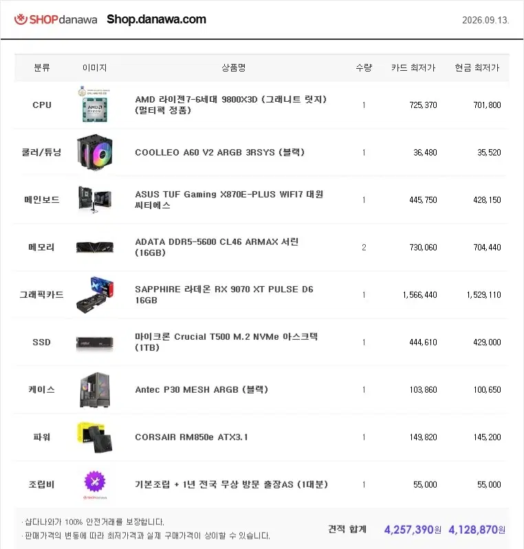 9800X3D 9070XT 32GB 420만원상당 하이엔드 게이밍 컴퓨터퓨터 새제품