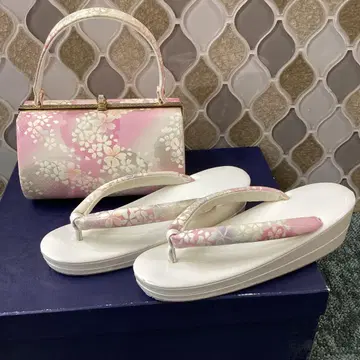 일본 의류용 가방 조리 세트 핑크 벚꽃 패턴 성인식 졸업식 결혼식