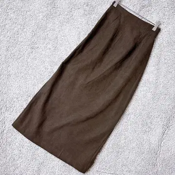 6602 그레일 스커트 S 브라운 슬릿 무지 롱 깔끔