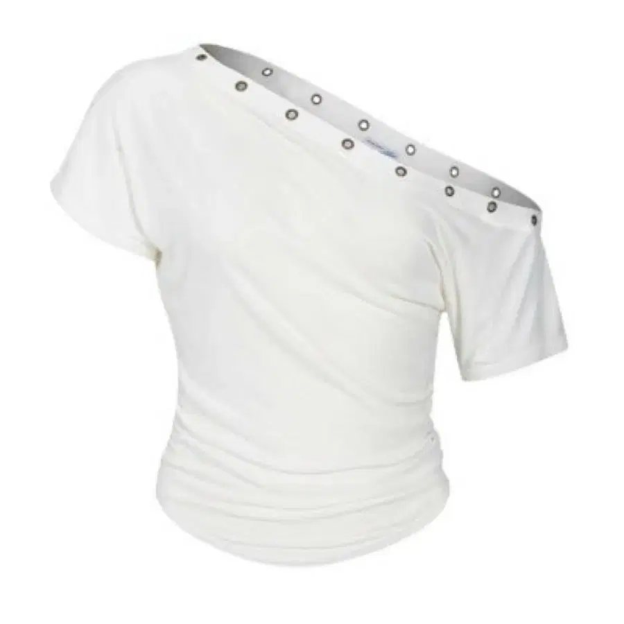 플리즈노팔로우 윈터 오프숄더 Harry Button Unbal Shirring Short Top (Ivory)