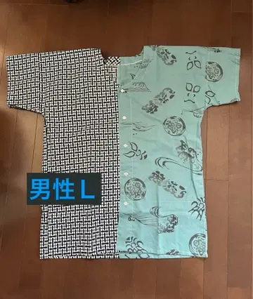 handmade 어개수건 유카타 원단 ~ 유카타 셔츠 남성 L 쿠마도리