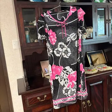 LEONARD FASHION 꽃무늬 원피스 블랙 핑크
