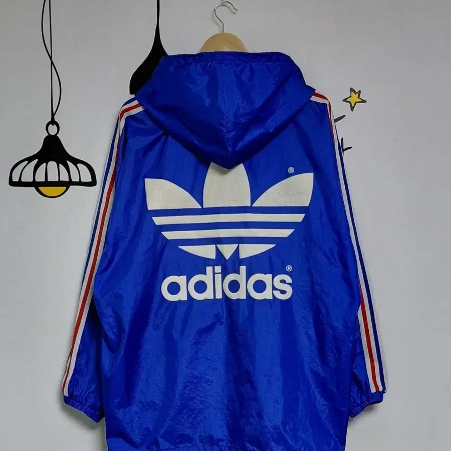 [80~90s 빈티지] 아디다스 x 데상트 일제 빅로고 아노락 후드 (XL~2XL)
