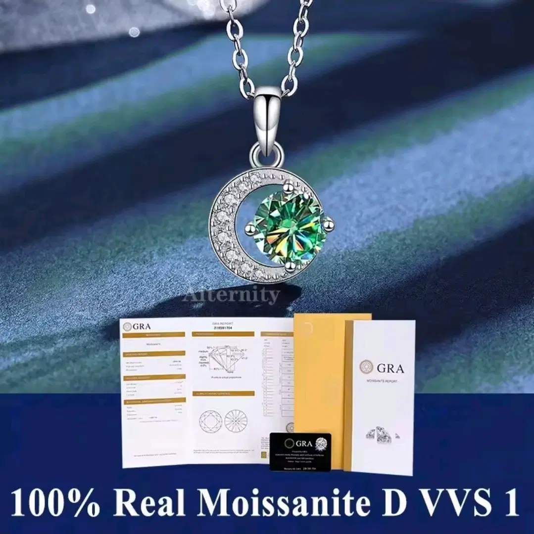 1ct 모이사나이트 목걸이 그린 D VVS1 925 실버 펜던트