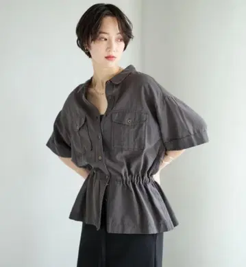 BAYFLOW 금기 시어 사파리 반팔 셔츠 차콜