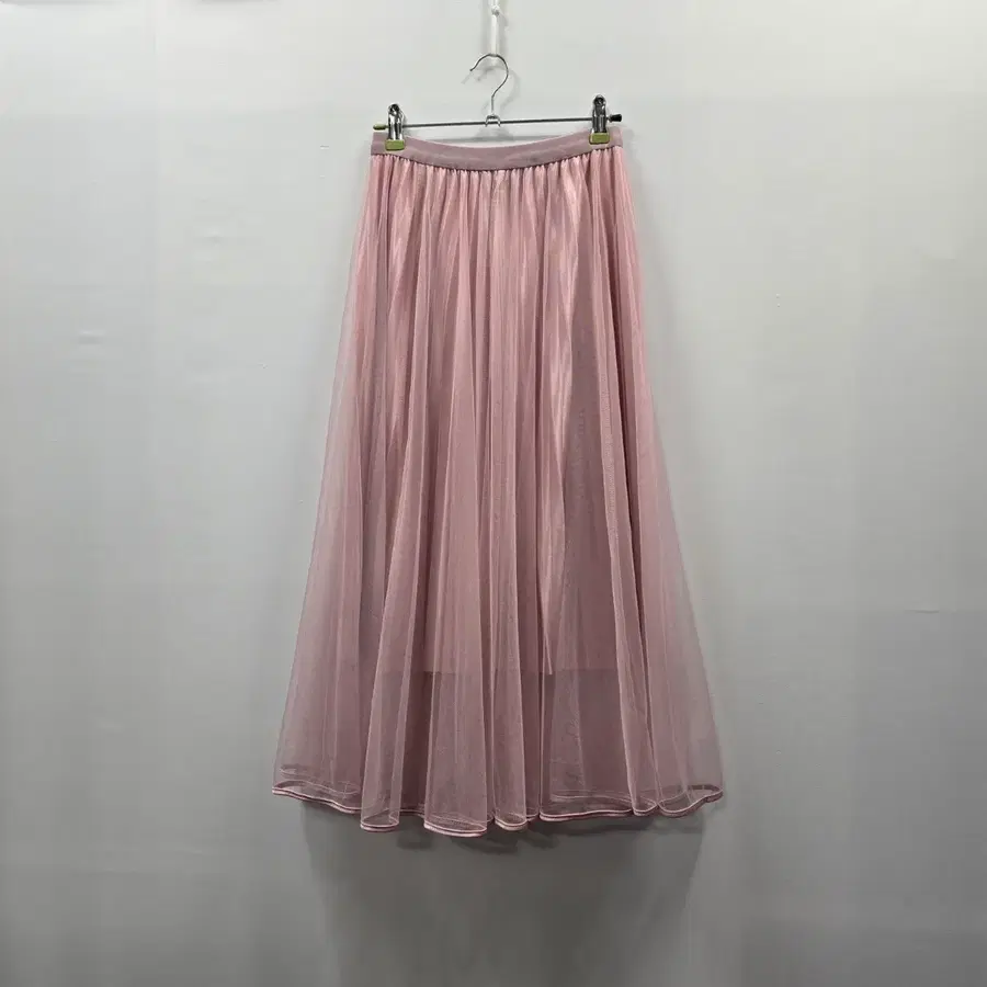 1141 핑크색 롱 쉬폰 스커트