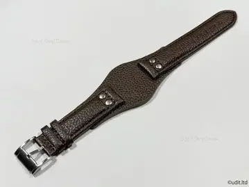 러그 폭 22mm 리벳 천연 가죽 일체형 손목시계 가죽 벨트 브라운