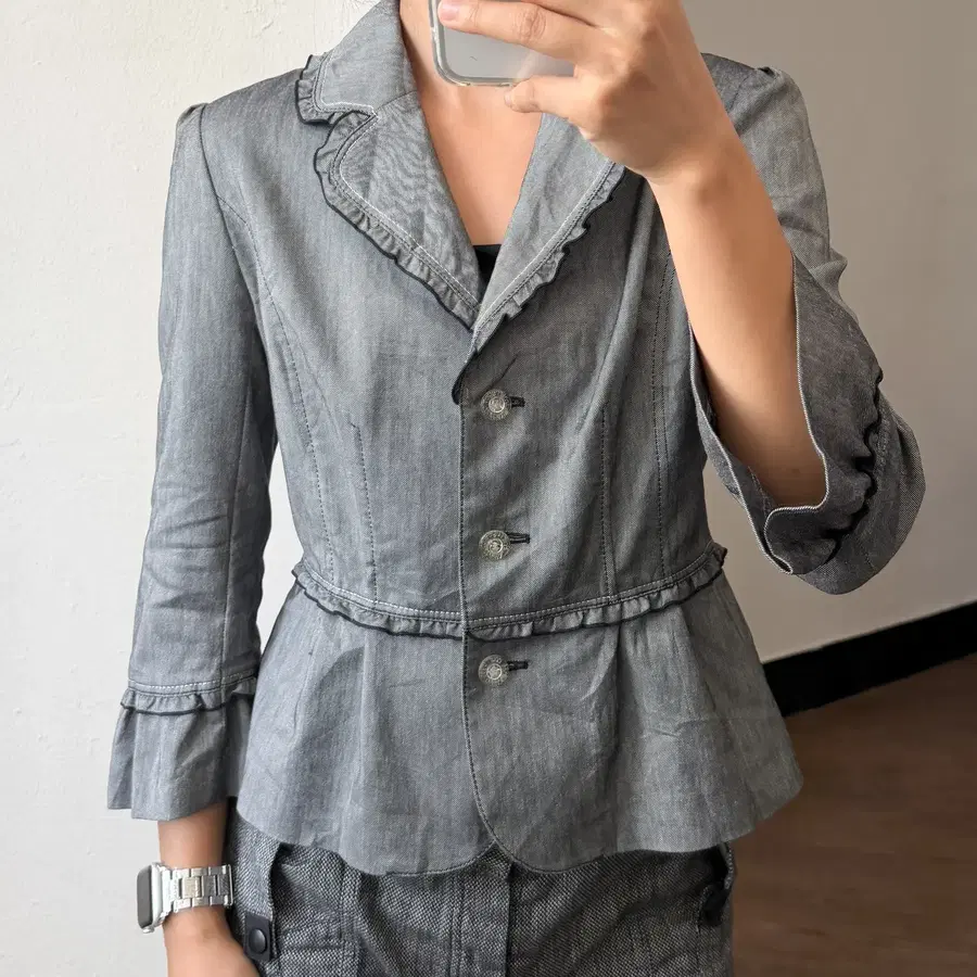Courreges 3B Frill Collar Short Jacket