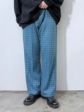 Lee RIDERS 체크 무늬 와이드 팬츠 블루 USED 부츠컷