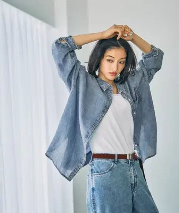 LEPSIM 렙심 AIR 데님 긴팔 셔츠 라이트 블루 미사용 새상품