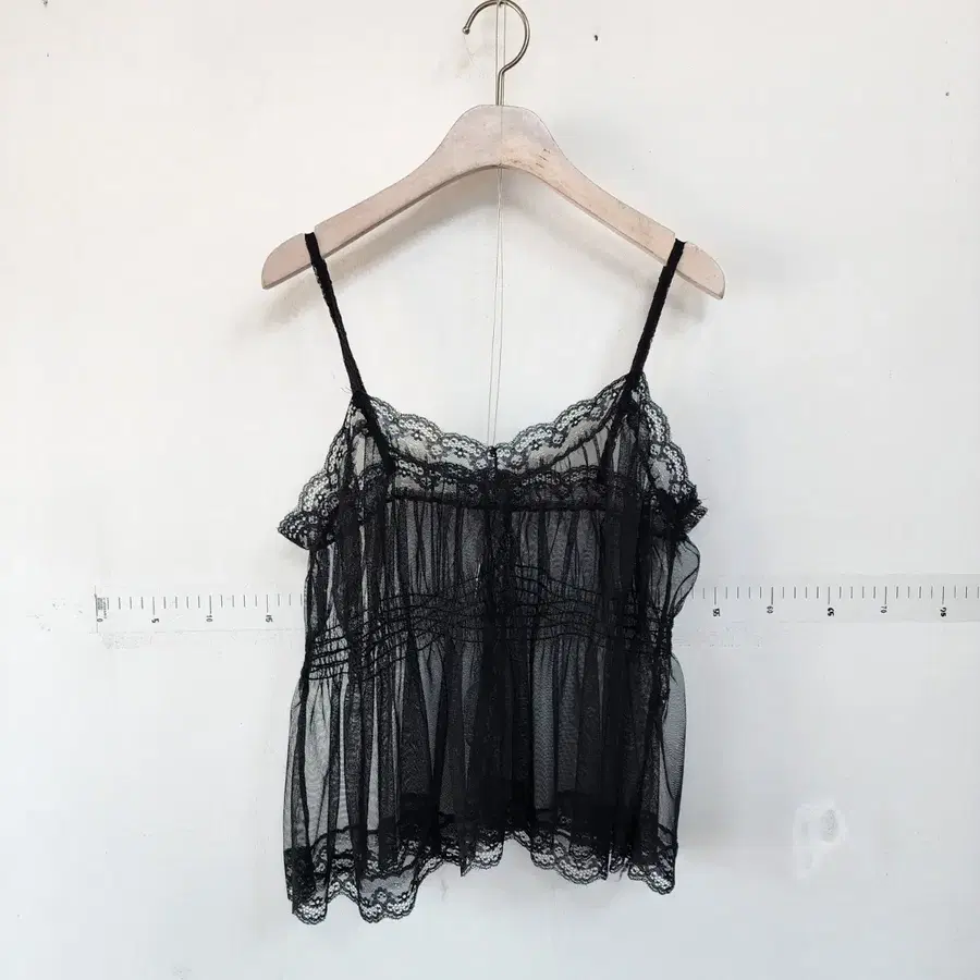 LAP 블랙 레이스 시스루 나시