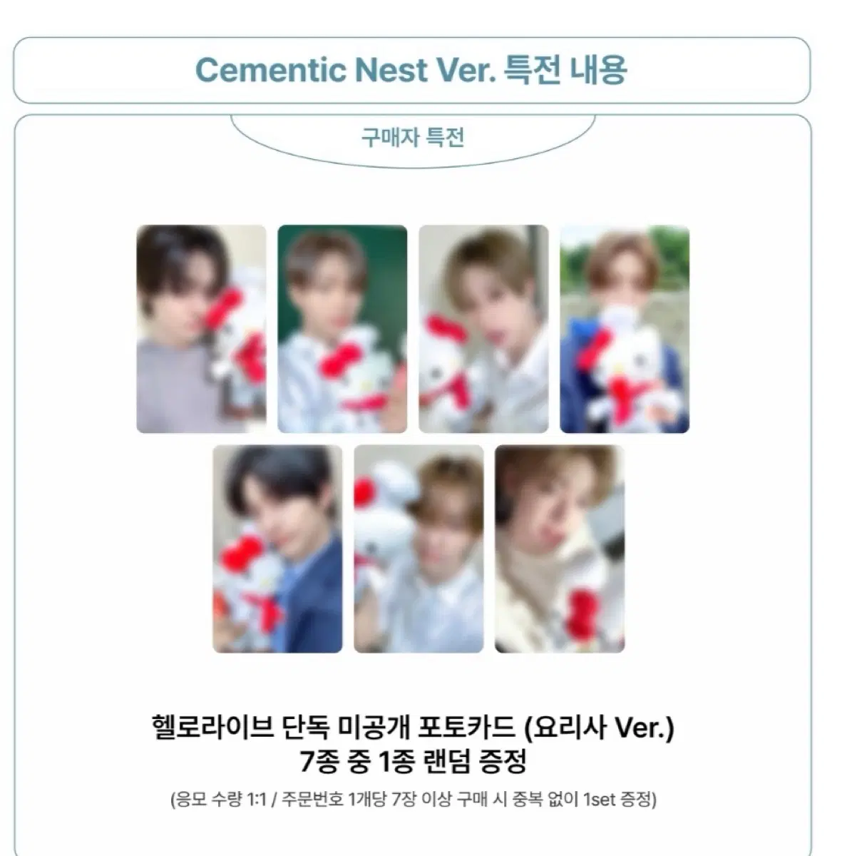 [마감했습니다!] 알디원  hellolive  Cementic Nest Ver. (요리사 Ver.) 분철합니다!