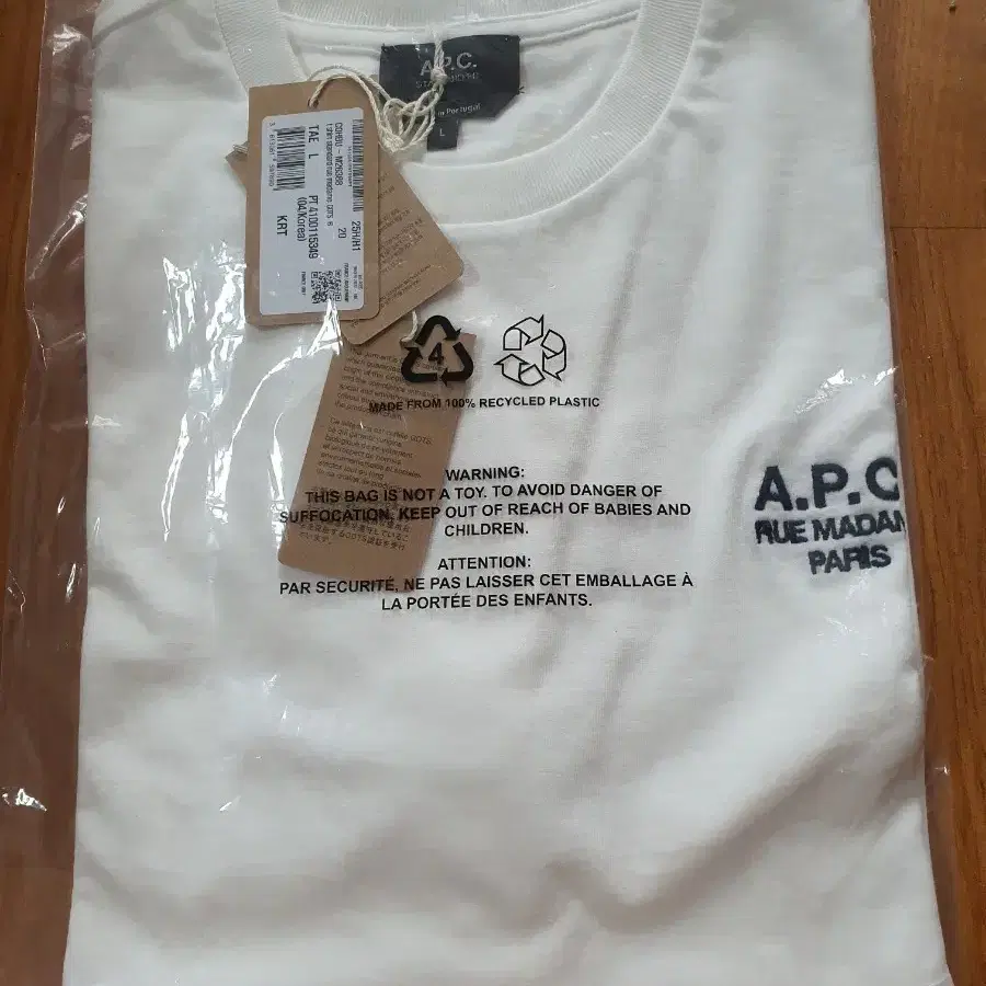 A.P.C. 반팔티 화이트L
