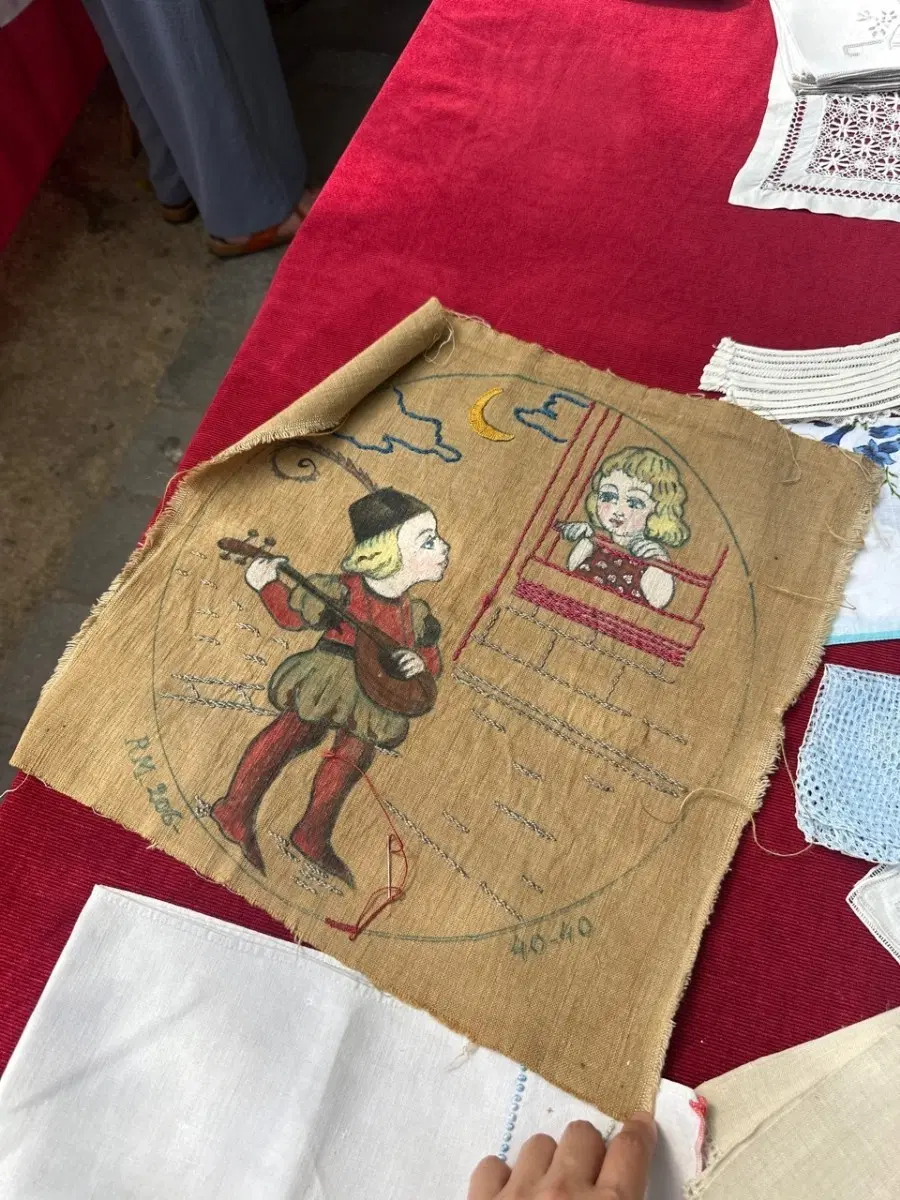 자수 천 조각 그림 40-40사이즈 프랑스 빈티지