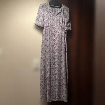 페이즐리 무늬 롱 원피스 반팔
