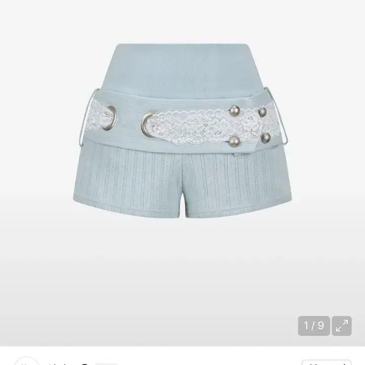 일리오X빛오 아이렛 민트 레이스 벨티드 숏팬츠 판매 Eyelet mint Lace Belted Shorts
