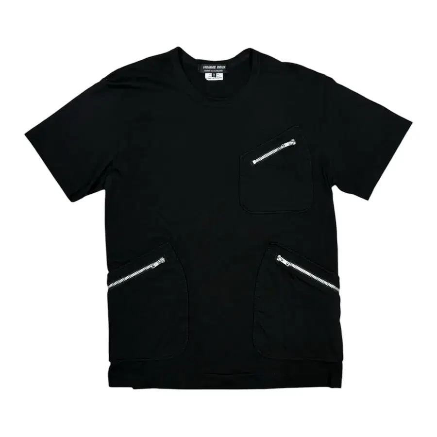 2022 꼼데가르송 전면 3중 지퍼 포켓 디테일 반팔 티셔츠