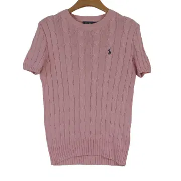 POLO 랄프로렌 피마코튼 케이블 반팔 니트 M 핑크
