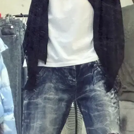펑크 릭맛 레이어드 블랙 시스루 가디건