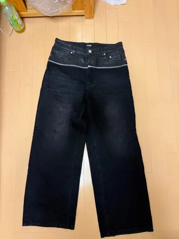 GOAR 와이드 데님 팬츠 블랙
