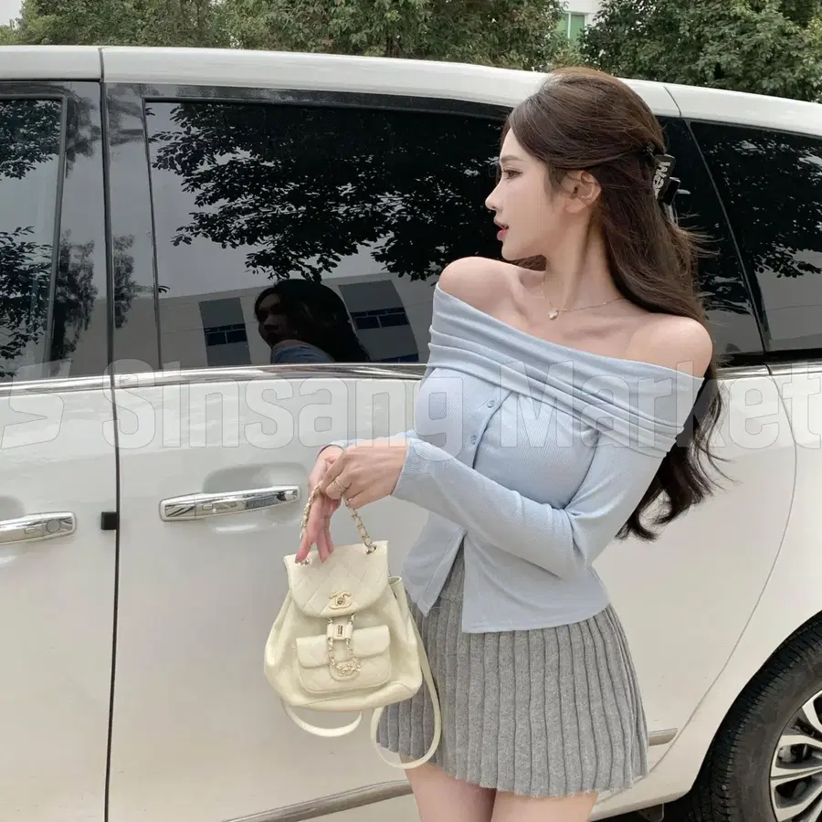 [빠른발송] 오픈숄더단추슬림티