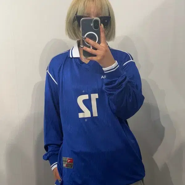 100 디아도라 빈티지 긴팔 풋볼 져지 블루