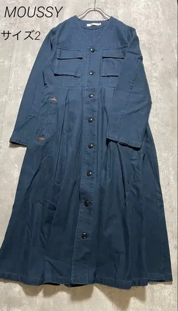 MOUSSY V넥 롱 코트 네이비 사이즈 2