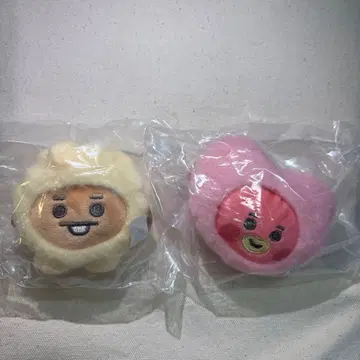 BT21 봉제 인형 헤어 클립 2종 세트