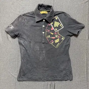 566 Playing Card Rhinestone Black Polo
