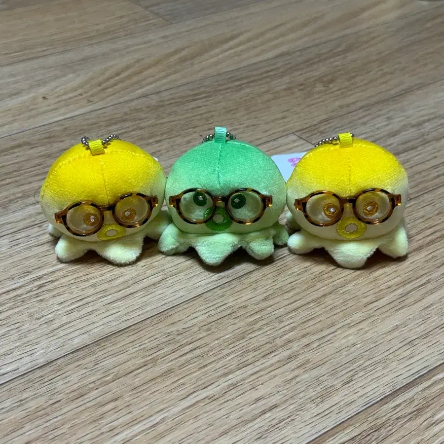 문어 인형 키링 3개 세트 옐로우/그린