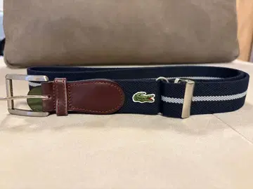 LACOSTE 네이비 클래식 보더 테이프 벨트