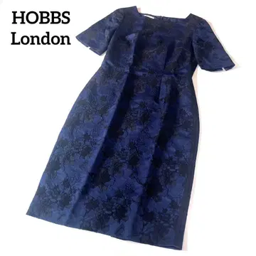 Hobbs London 꽃무늬 엠보싱 가공 스퀘어 넥 반팔 원피스