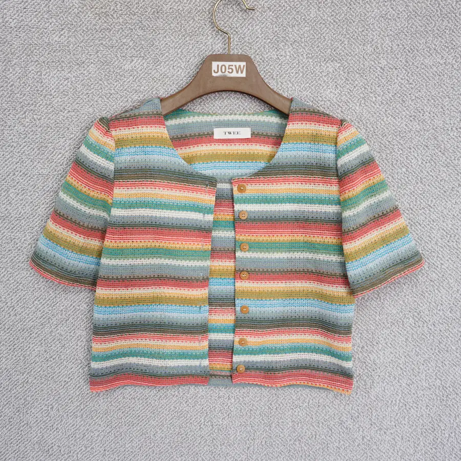 TWEE 여성 스트라이프 썸머 크롭 블라우스 44-55size