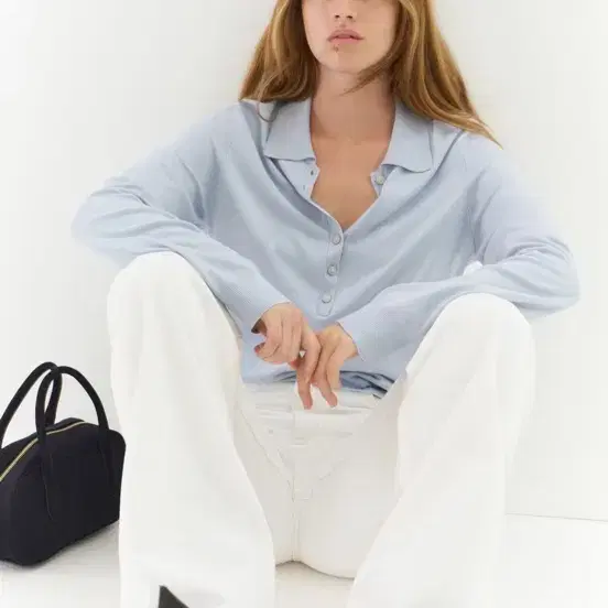 H&M 롱슬리브 폴로셔츠 카라니트