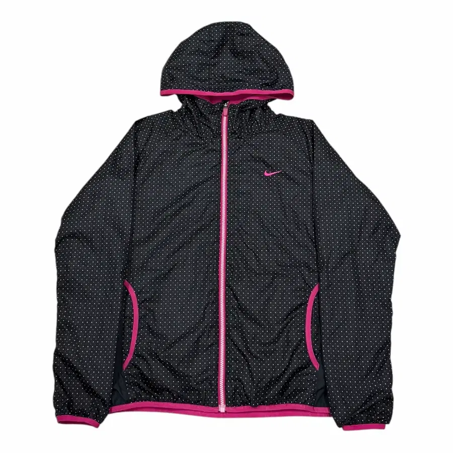 나이키 빈티지 스우시 도트 땡땡이 모리걸 블랙 핑크 자켓 XL
