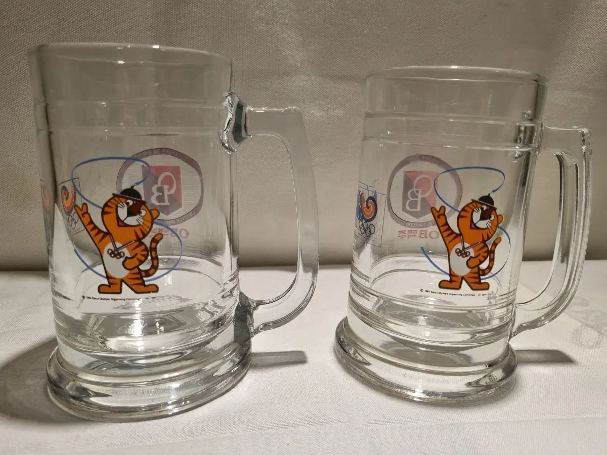 OB맥주 88올림픽 호돌이 맥주잔 2개