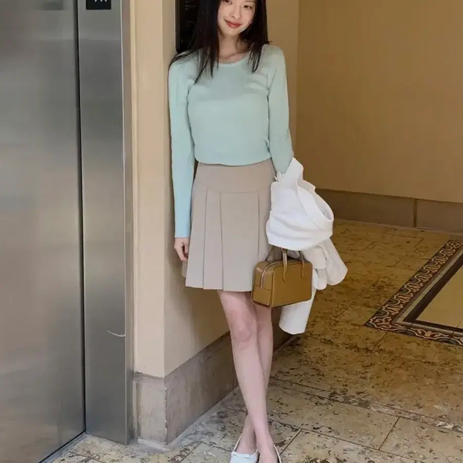 (원가5.2) 에드모어 카프리 플리츠 미디 미니 스커트 베이지 브라운 블랙
