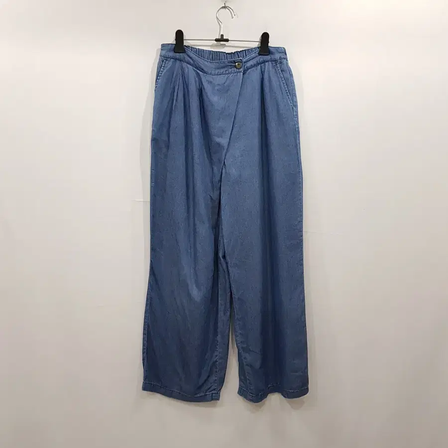 R822 빈티지 절개 텐셀 아방가르드 통 와이드 바지 여L