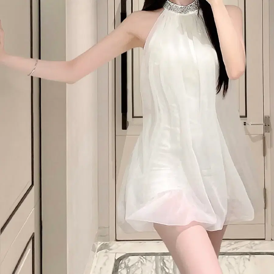 미엘르 비올렛 큐빅 미니 드레스 양도