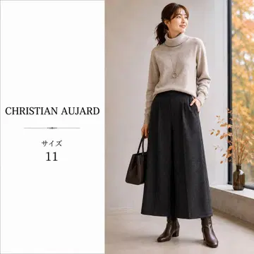 CHRISTIAN AUJARD 와이드 팬츠 이지 팬츠 L 울 혼방 가을