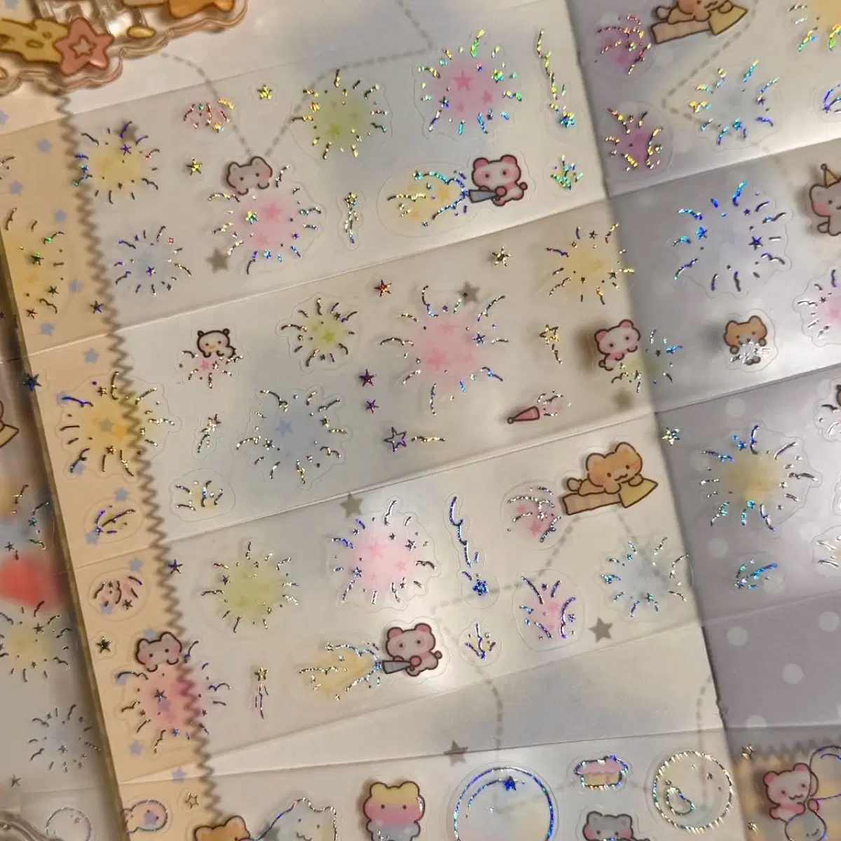 1m 메이빈 3d글리터은박 팡팡별꽃놀이 키스컷